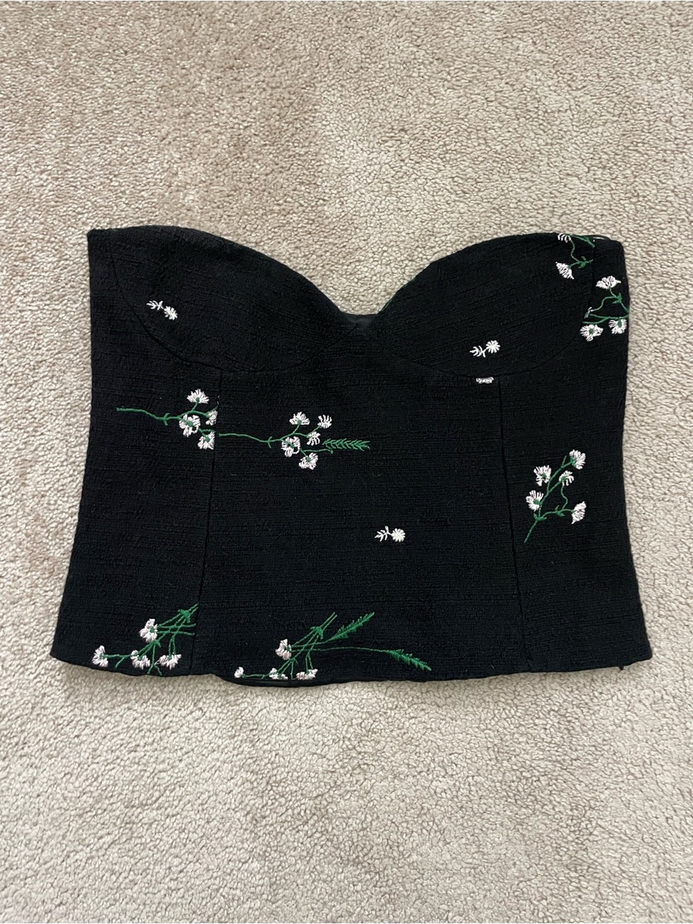 Zara - Embroidered Flower Textured Bustier Corset